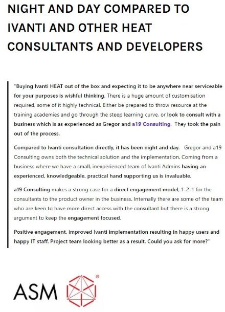 ITSM Testimonial from ASM (formerly ASM) UK Weymouth England Munich Germany Vienna Austria Singapore