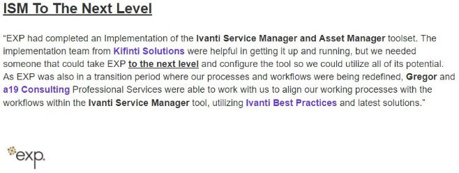 ITSM Testimonial from EXP Canada USA